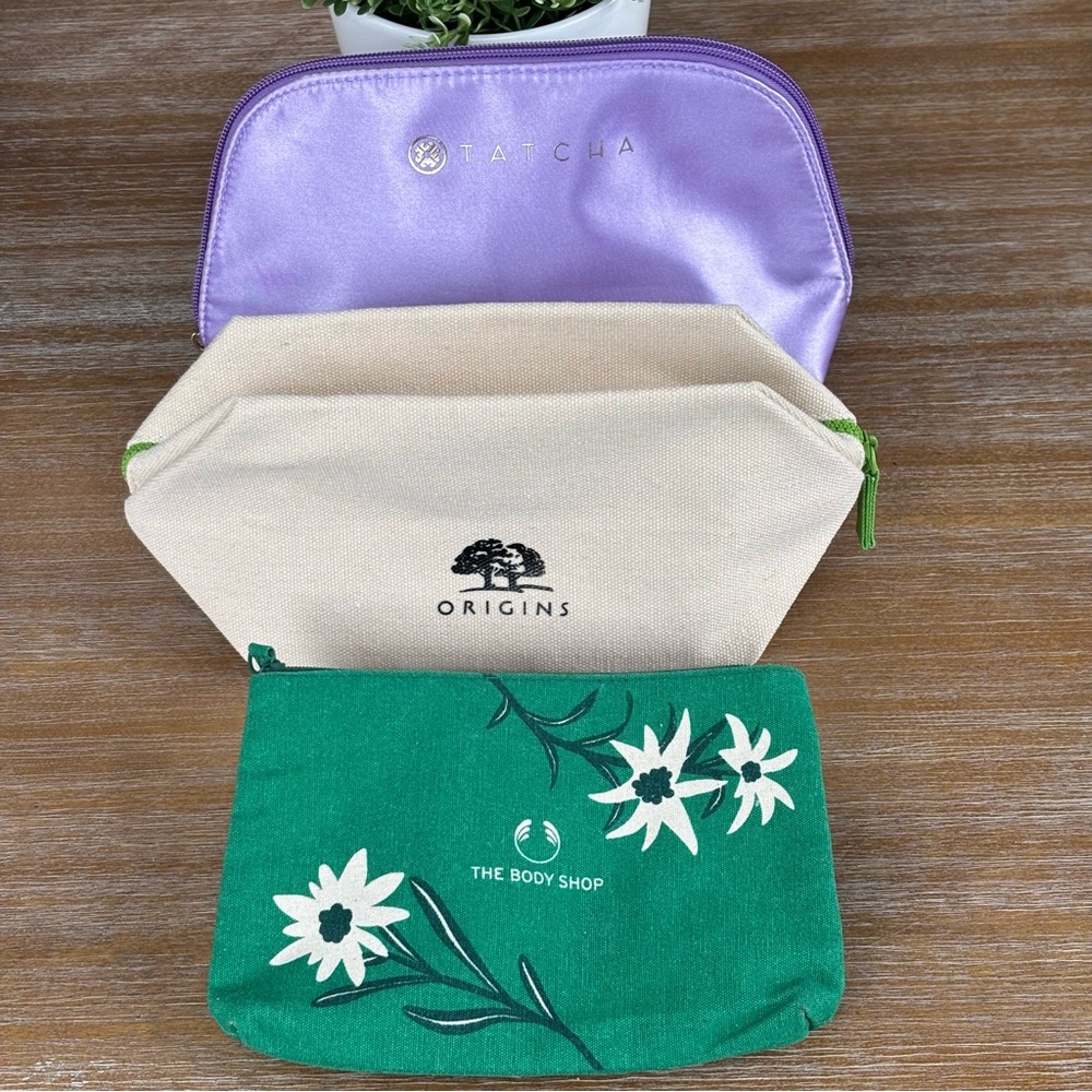 Makeup Bag Trio - Tatcha, Origins and The Body Shop
